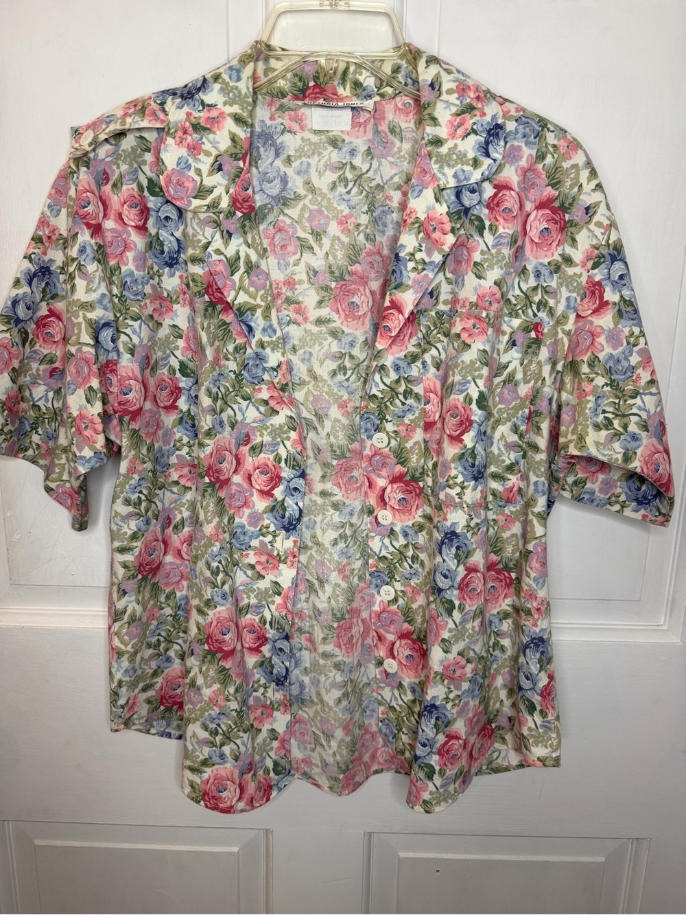VTG Victoria Jones Women's Petites PM Multicolor Floral Blouse Made in USA